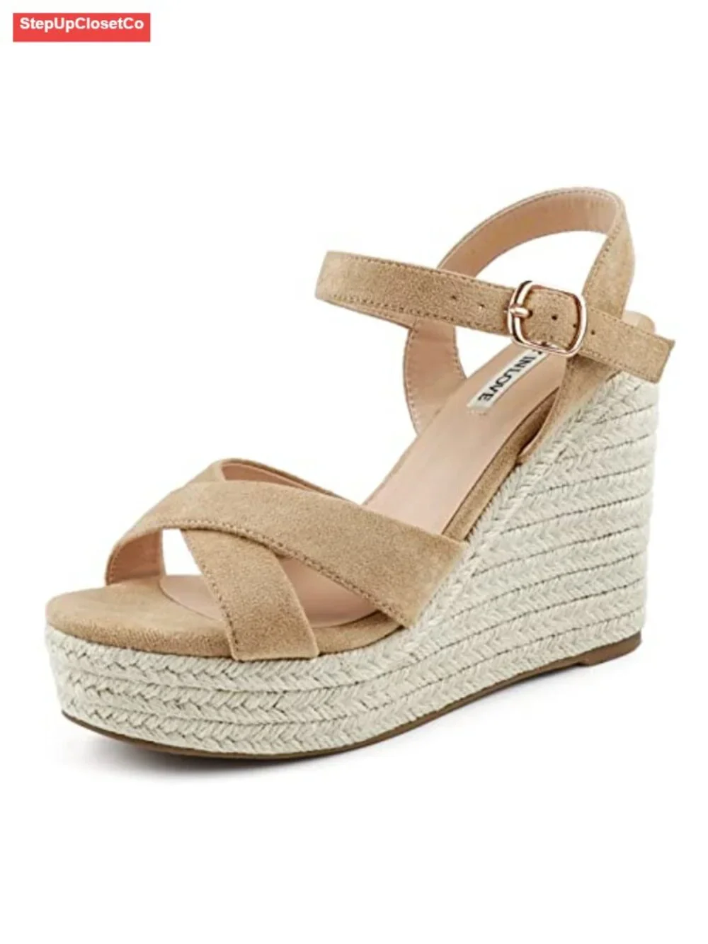 Wedge Sandals Platform Heels Ankle Strap Faux Suede Comfortable Summer